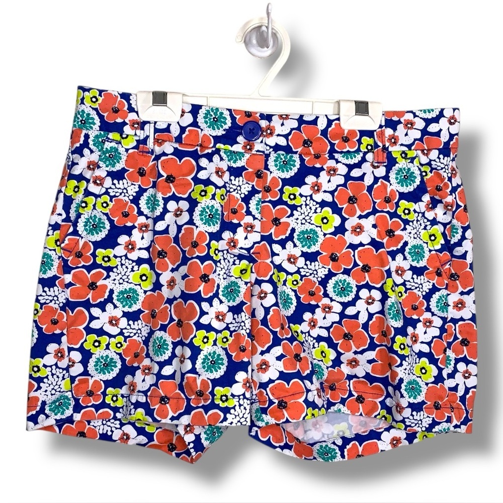 Size 2 Crown And Ivy Colorful Floral Shorts Peach White Blue Caroline Style
